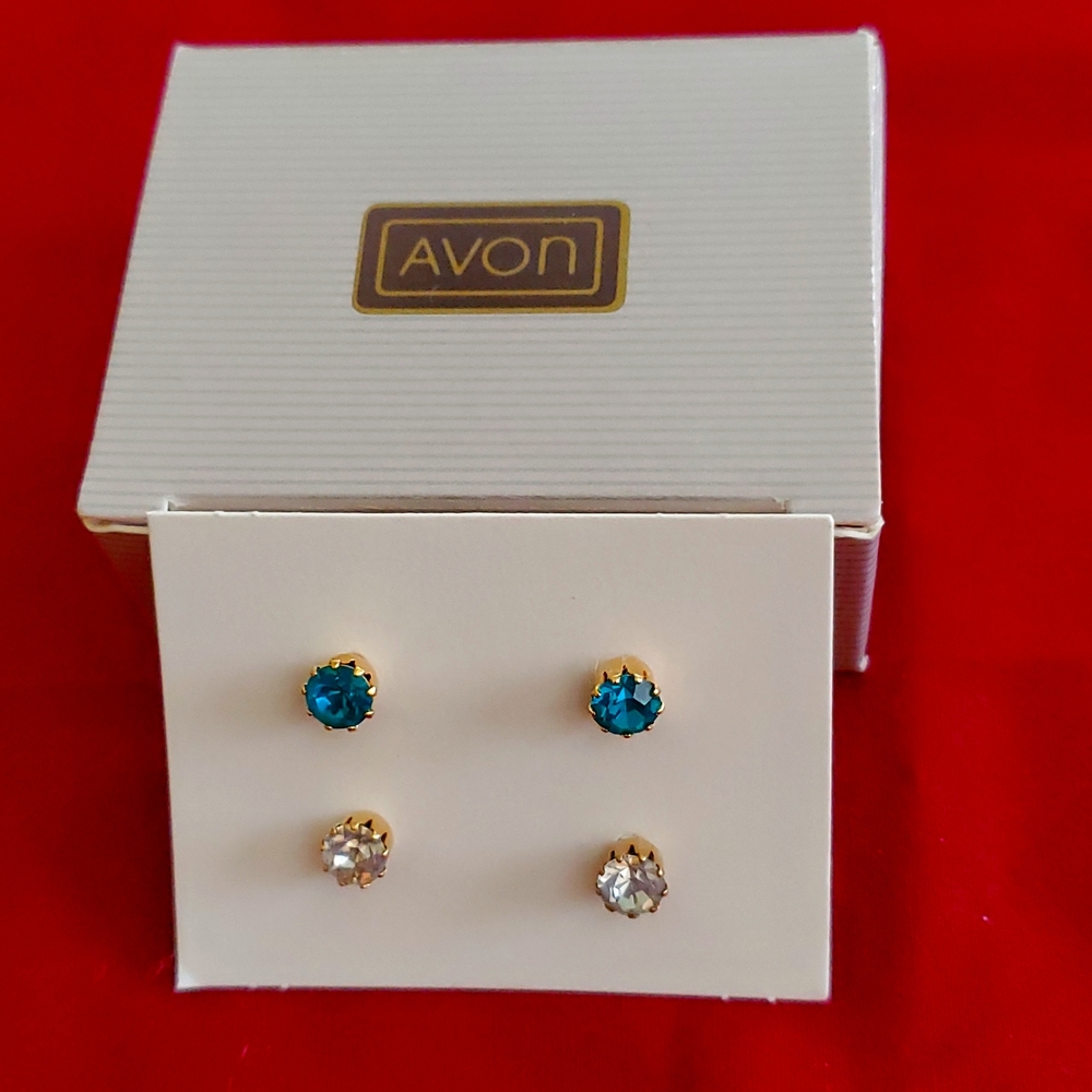Avon Dazzling Duo Pierced Earings, Surgical Steel Posts